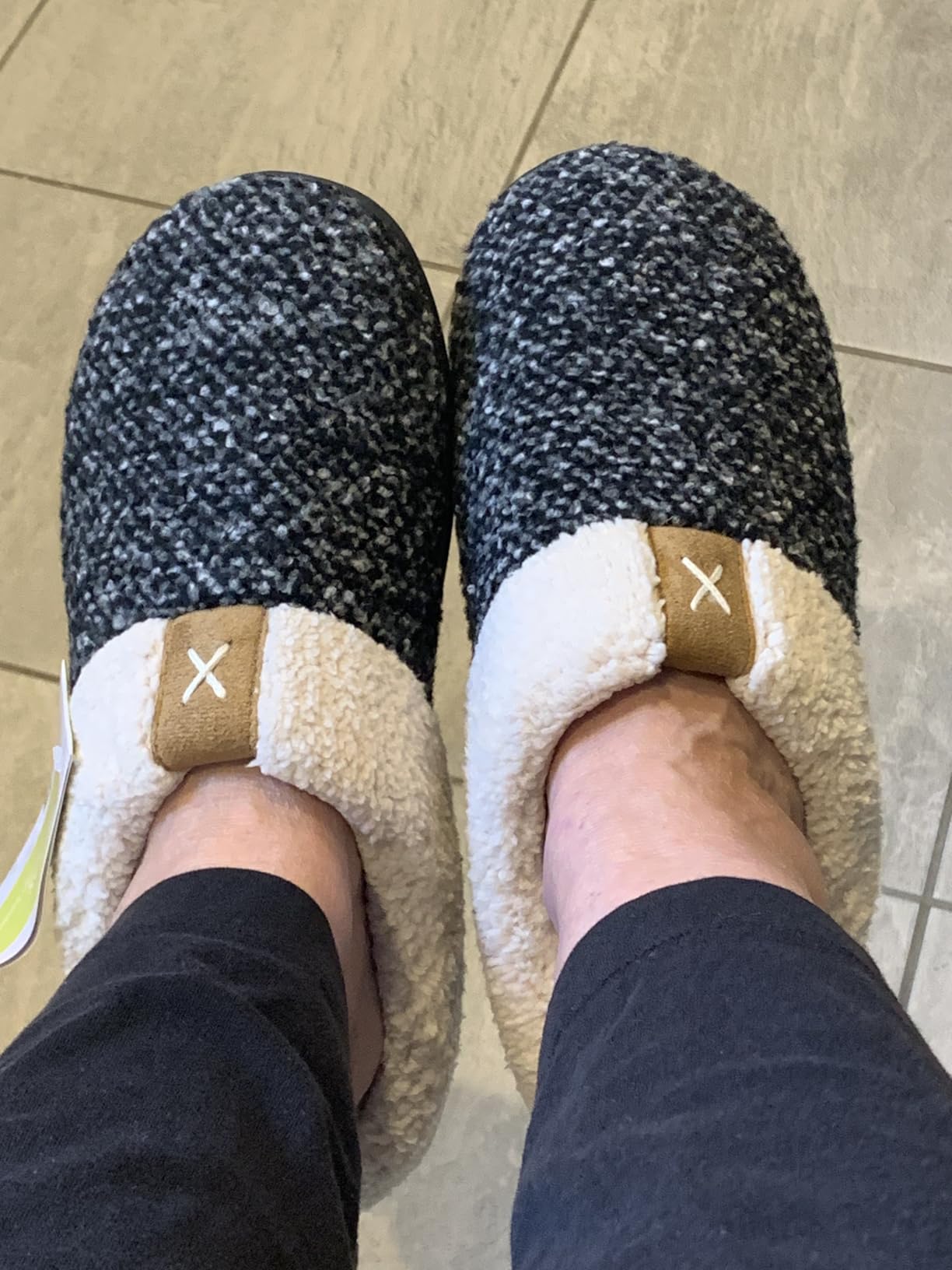 ULTRAIDEAS Women's Indoor Bedroom Slipper with Memory Foam, Gift for Women, Wool-Like House Shoe with Anti-Skid Rubber Sole for Ladies - Customer Photo 2