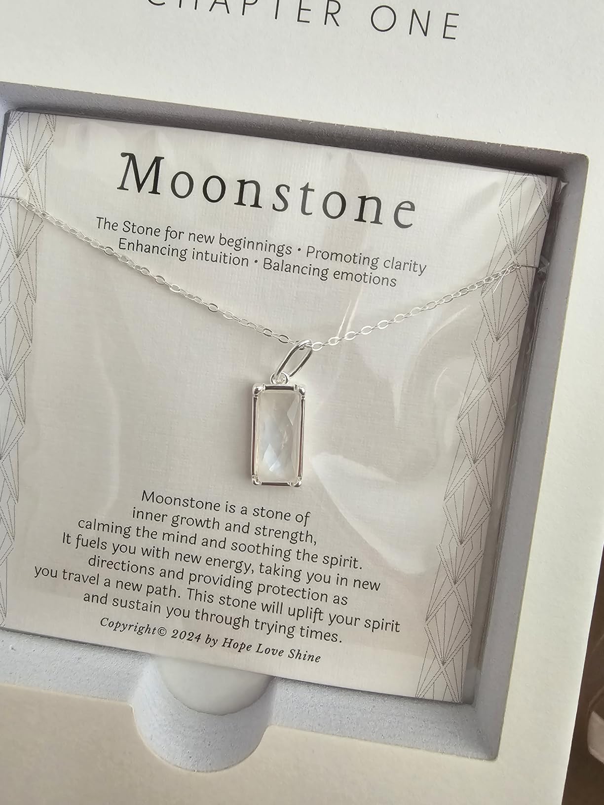 HOPE LOVE SHINE New Beginnings Rainbow Moonstone Sterling Silver Necklace for Women - Customer Photo 1