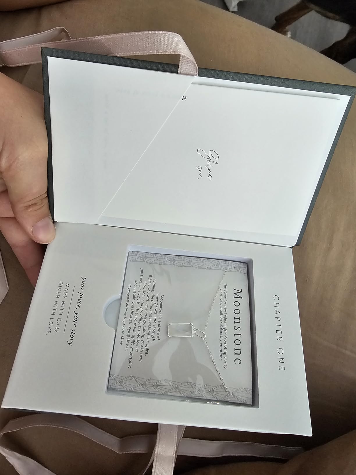 HOPE LOVE SHINE New Beginnings Rainbow Moonstone Sterling Silver Necklace for Women - Customer Photo 3