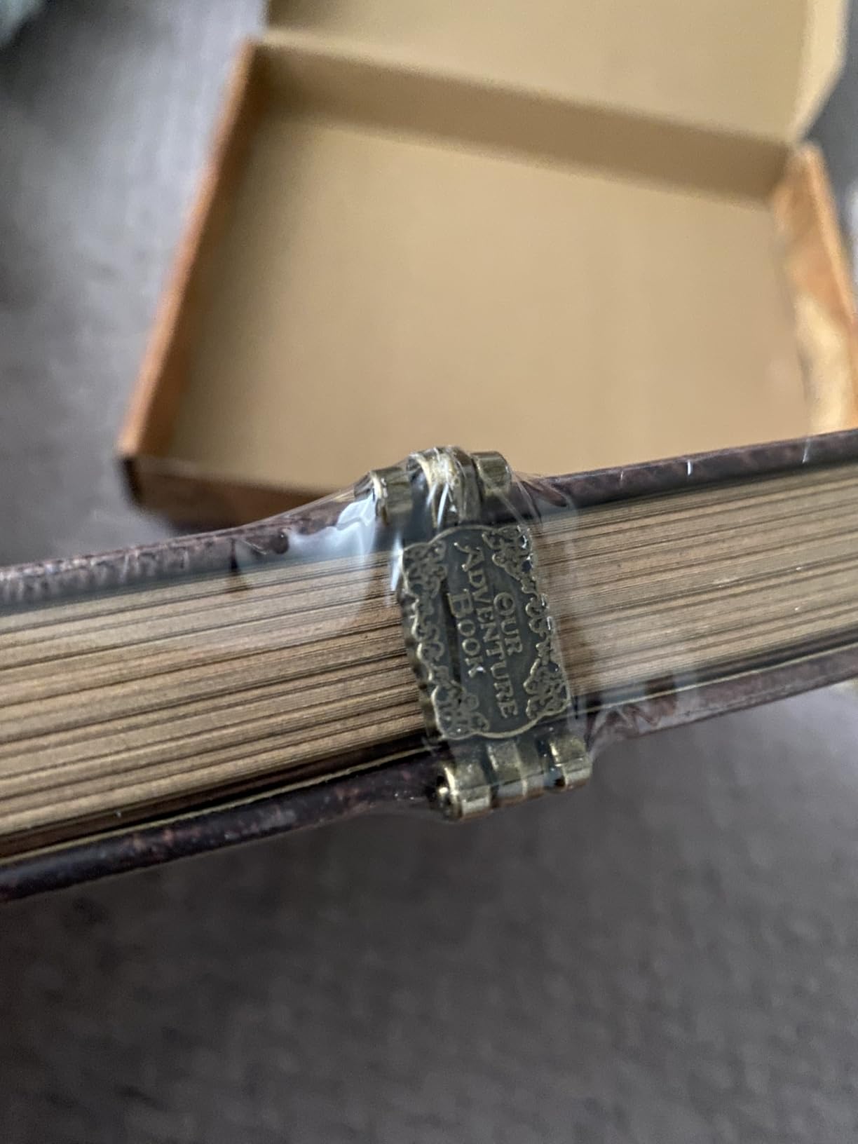 JIMBON Our Adventure Book Scrapbook Photo Album Retro Style Embossed Letter Cover Travel Diary Journal Scrap Book Kit For Couples,Memory Book For Anniversary Wedding - Customer Photo 3