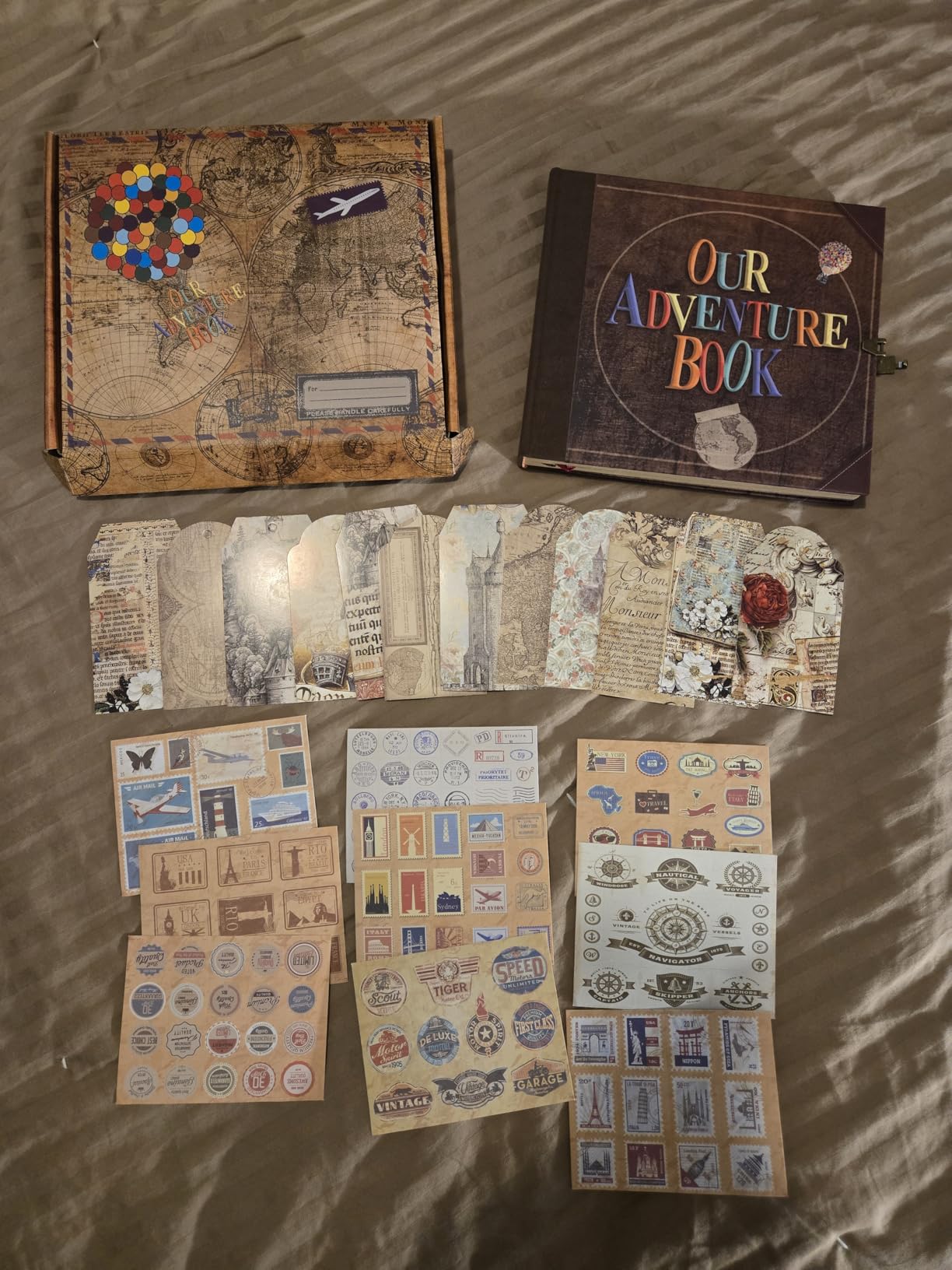 JIMBON Our Adventure Book Scrapbook Photo Album Retro Style Embossed Letter Cover Travel Diary Journal Scrap Book Kit For Couples,Memory Book For Anniversary Wedding - Customer Photo 5