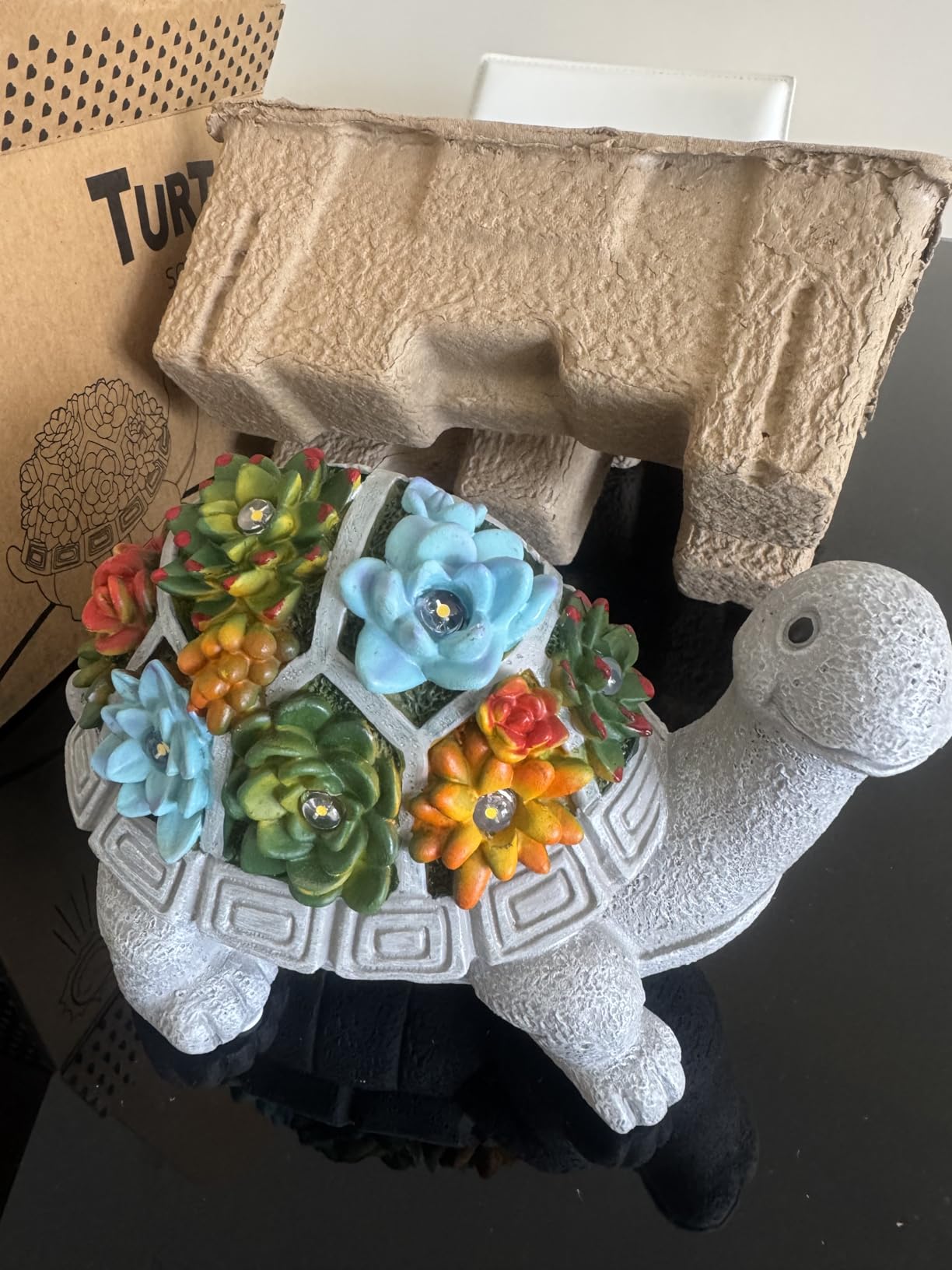 Nacome Solar Garden Outdoor Statues Turtle with Succulent and 7 LED Lights - Lawn Decor Tortoise Statue for Patio, Balcony, Yard Ornament - Chrismtas Gifts for Mom Grandma Customer Review Nacome Solar Garden Outdoor Statues Turtle with Succulent and 7 LED Lights - Lawn Decor Tortoise Statue for Patio, Balcony, Yard Ornament - Chrismtas Gifts for Mom Grandma - Customer Photo 3