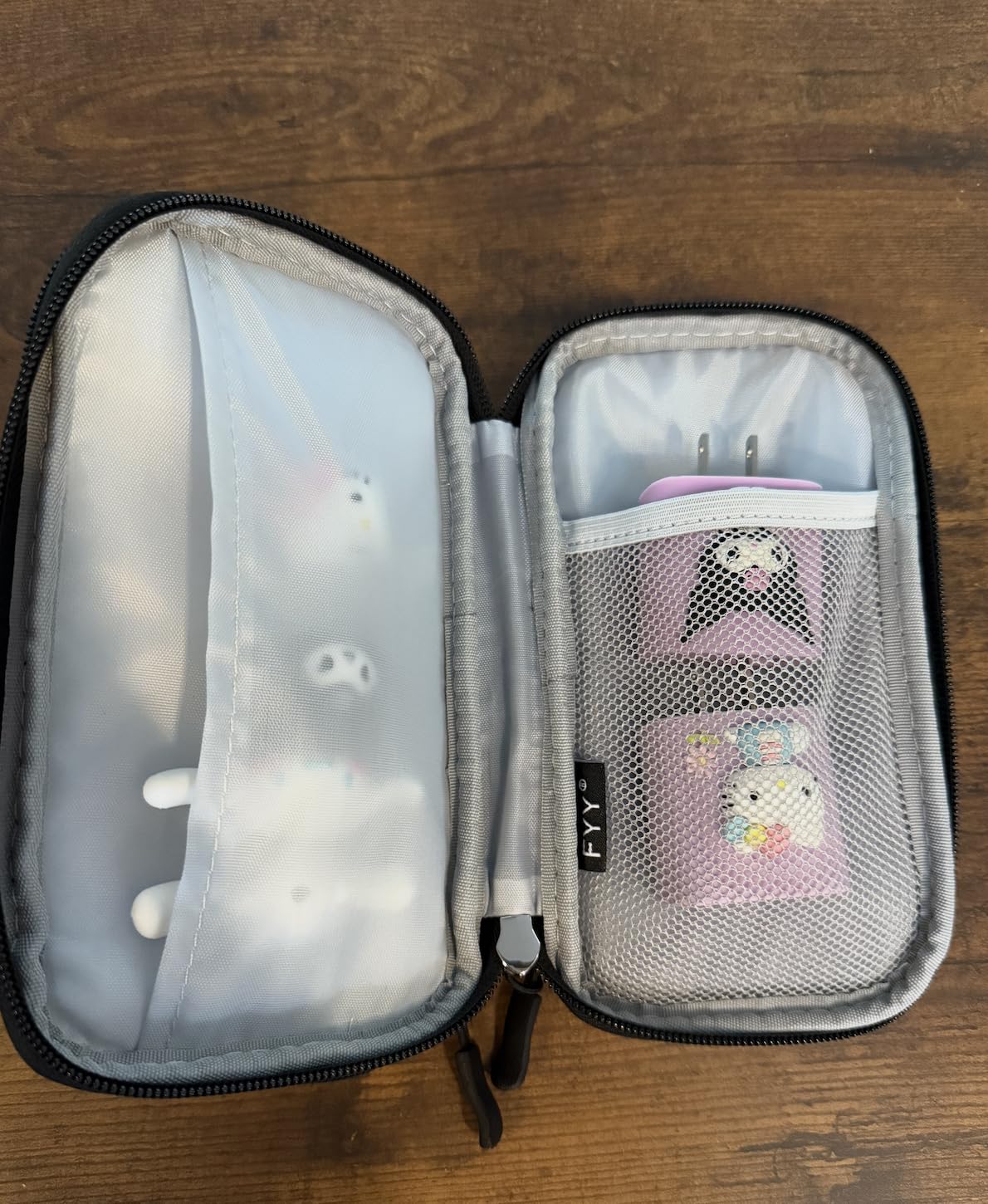 FYY Travel Cable Organizer Pouch Electronic Accessories Carry Case Portable Waterproof Double Layers All-in-One Storage Bag for Cord, Charger, Phone, Earphone Black - Customer Photo 1