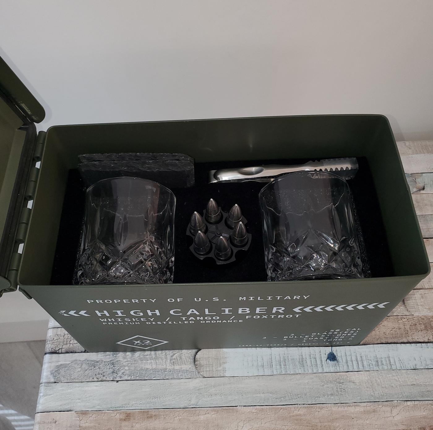Titan LSO Whiskey Glasses and Stones in Unique Tactical Box Display | Bourbon Cocktail Cups, Coasters and Tongs | Gifts for Men | Glass Set - Customer Photo 2