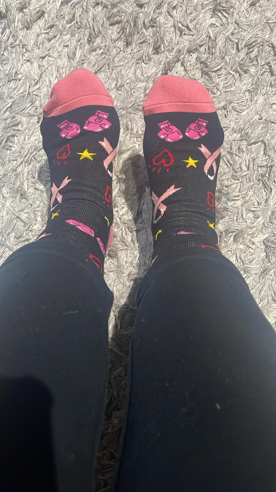 HAPPYPOP Cancer Awarenesss Gifts - Women Men Socks for Breast Cancer Survivor Chemo Patient Customer Review HAPPYPOP Cancer Awarenesss Gifts - Women Men Socks for Breast Cancer Survivor Chemo Patient - Customer Photo 2