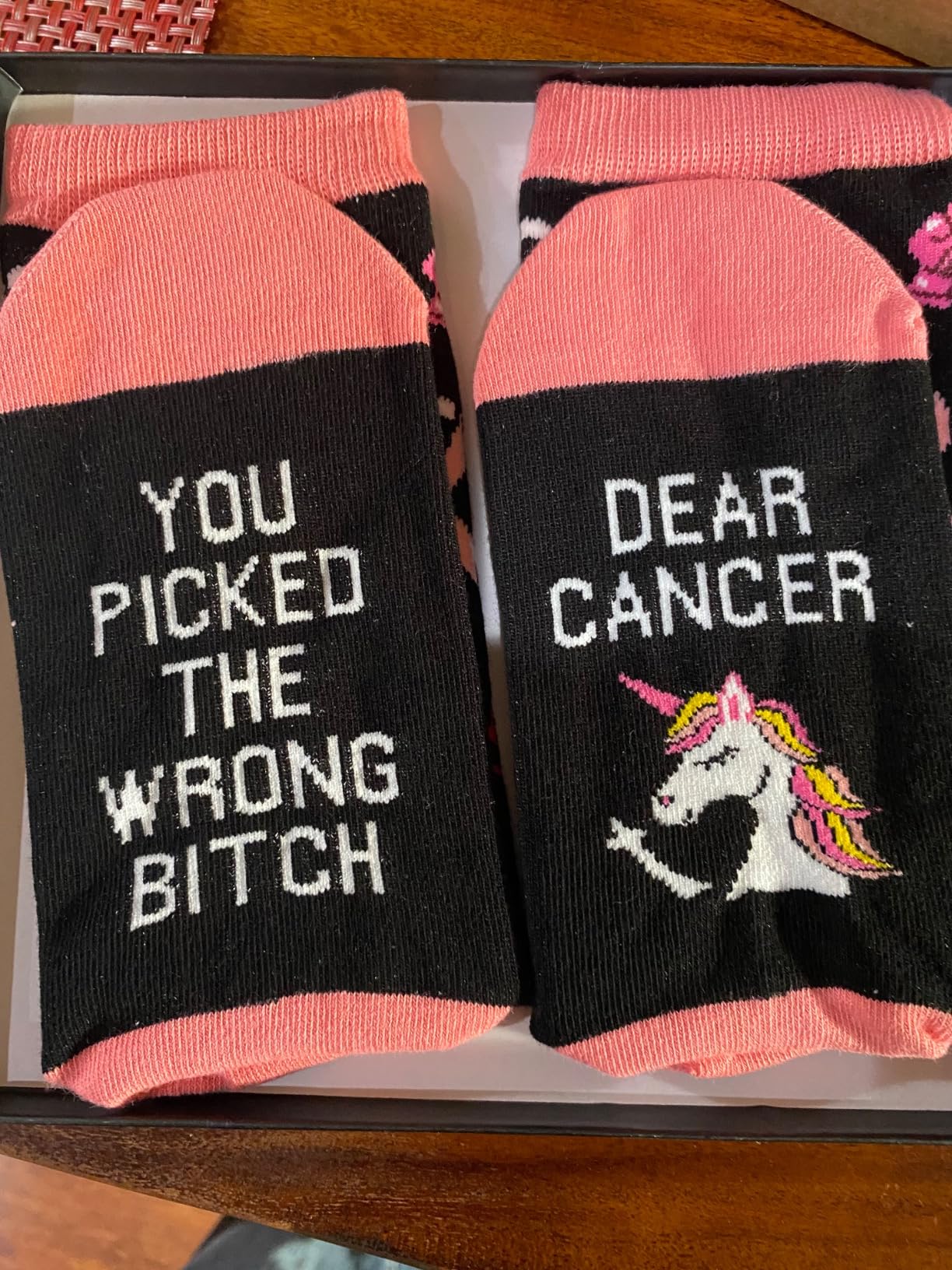 HAPPYPOP Cancer Awarenesss Gifts - Women Men Socks for Breast Cancer Survivor Chemo Patient Customer Review HAPPYPOP Cancer Awarenesss Gifts - Women Men Socks for Breast Cancer Survivor Chemo Patient - Customer Photo 4