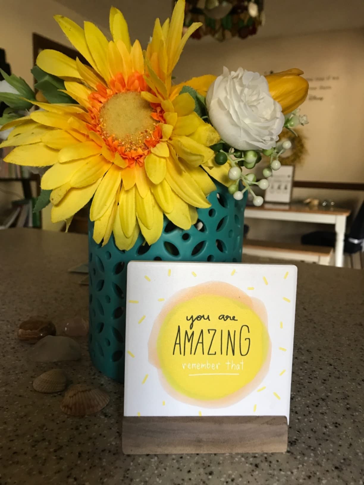 Lukiejac Inspirational Quotes Desk Decor Gifts For Women Best Friend Encouragement Cheer Up Gifts Office Inspiration Positive Plaque With Wooden Stand For Cowoker Motivational Sign For Birthday (Blue) - Customer Photo 1