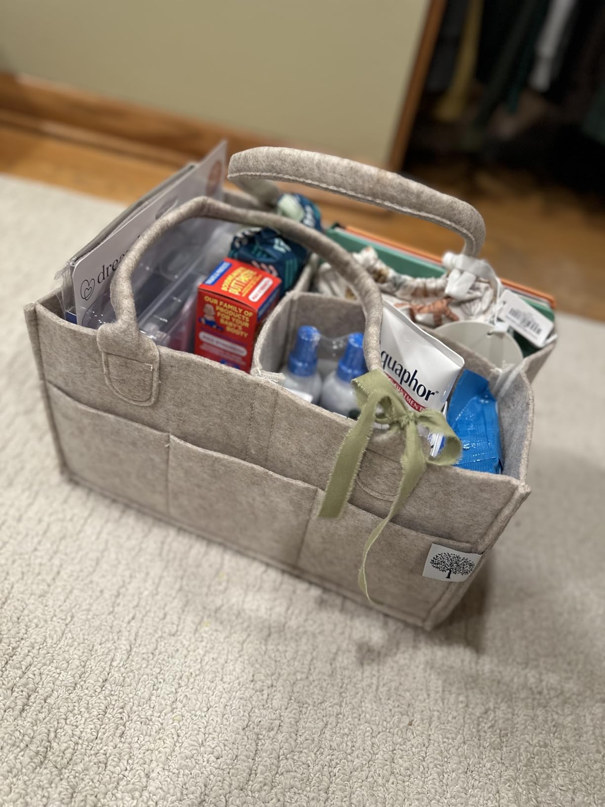 Parker Baby Diaper Caddy - Nursery Storage Bin and Car Organizer for Diapers and Baby Wipes - Oatmeal, Regular - Customer Photo 1