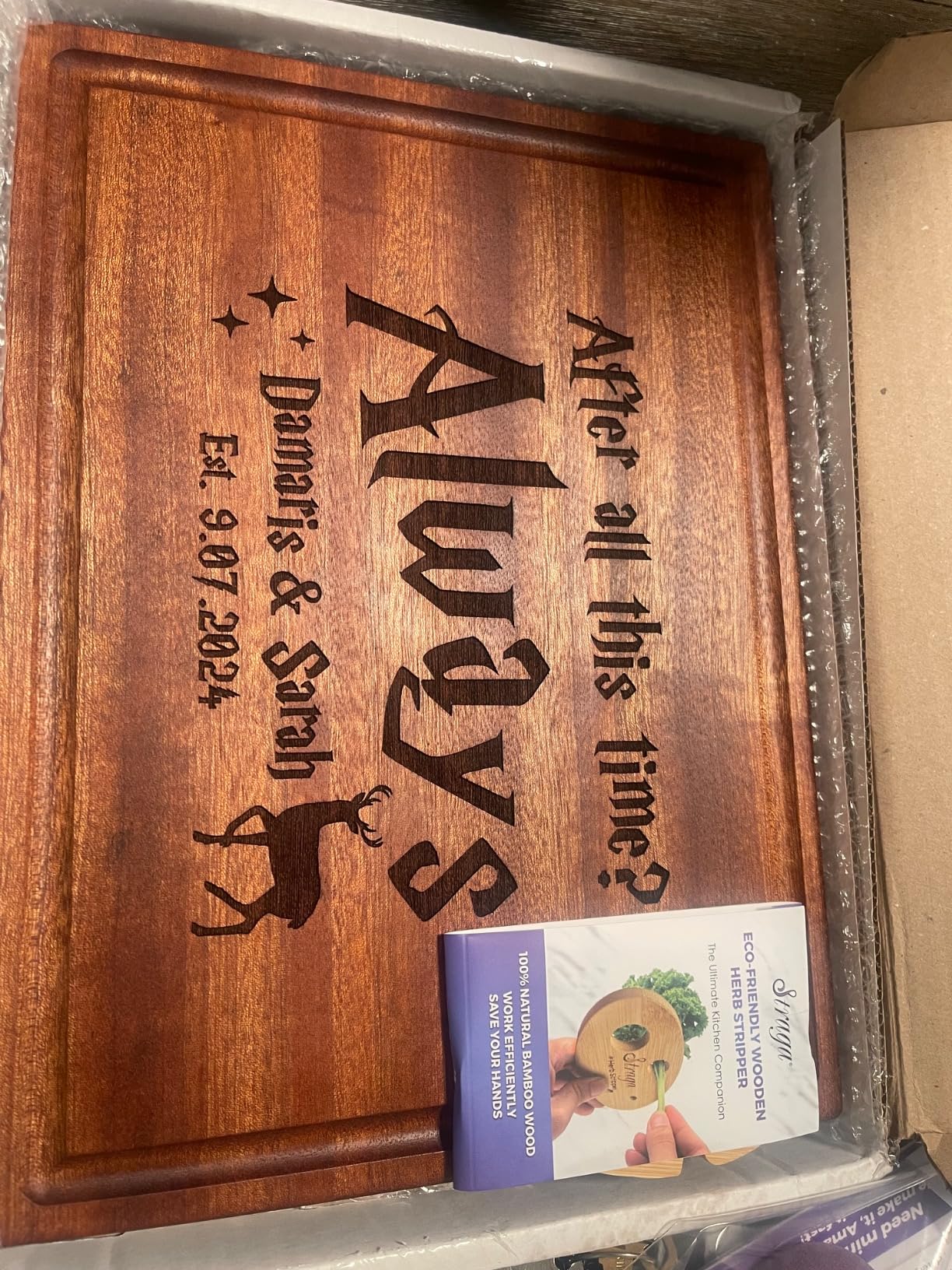 Personalized Cutting Board - Custom Engraved Hardwood Charcuterie Board | Wedding, Birthday, Holiday, Christmas Gift - Customer Photo 1