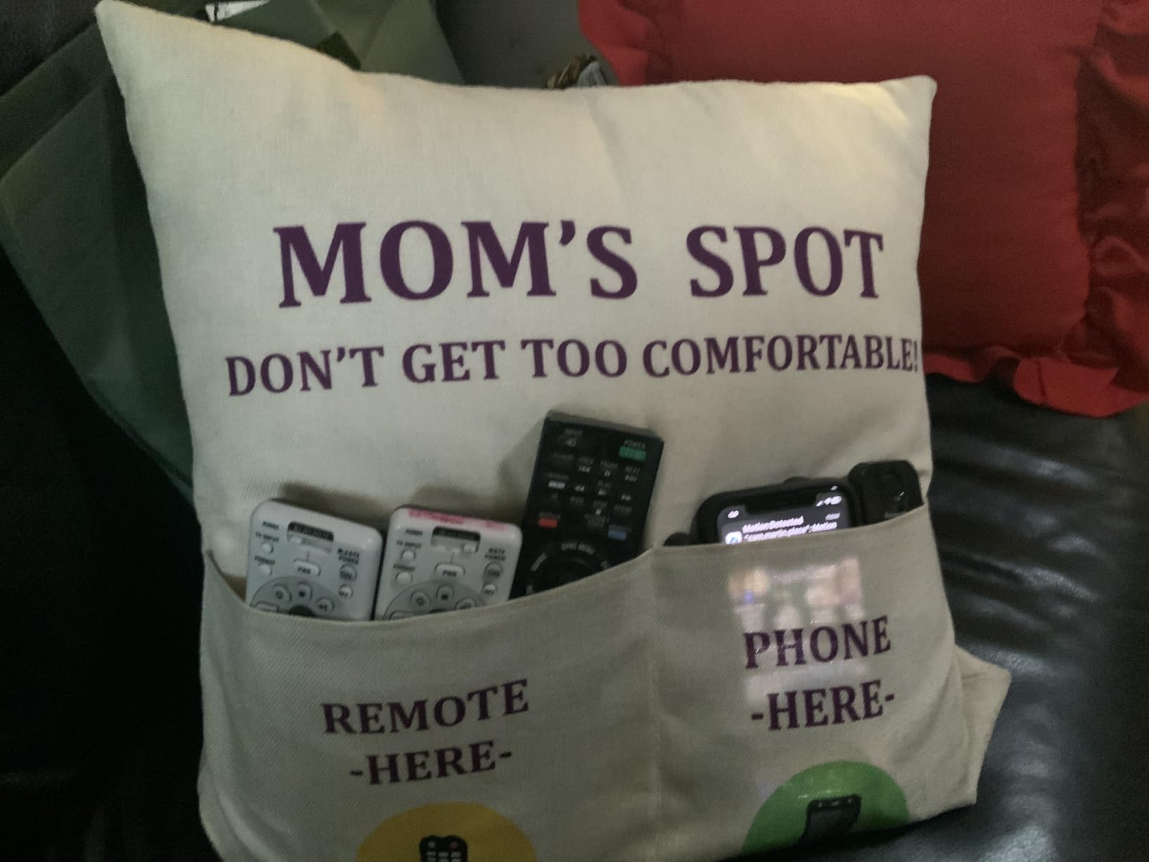 Grandma Gifts, 2-Pocket Grandma's Spot Throw Pillow Covers 18x18 Inch + Engraved Spoon, Birthday Christmas Thanksgiving Day Gifts for Grandma Mom Gigi Nana Mimi - Customer Photo 2