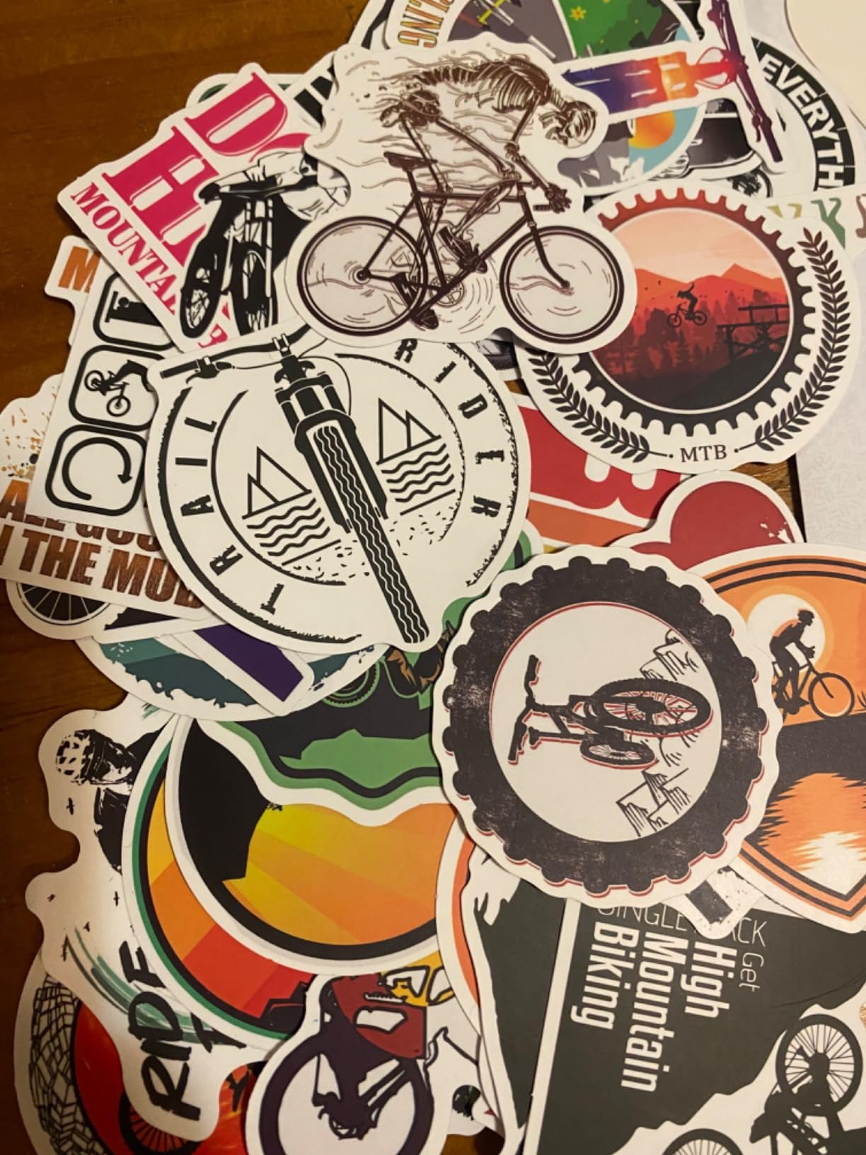 50pcs Mountain Bike Stickers - Waterproof MTB Bike Stickers for Water Bottles Laptop Phone Car Skateboard Luggage Bumper Bike DIY Decoration Vinyl Decals Stickers for Teens Kid Boy Girl - Customer Photo 1