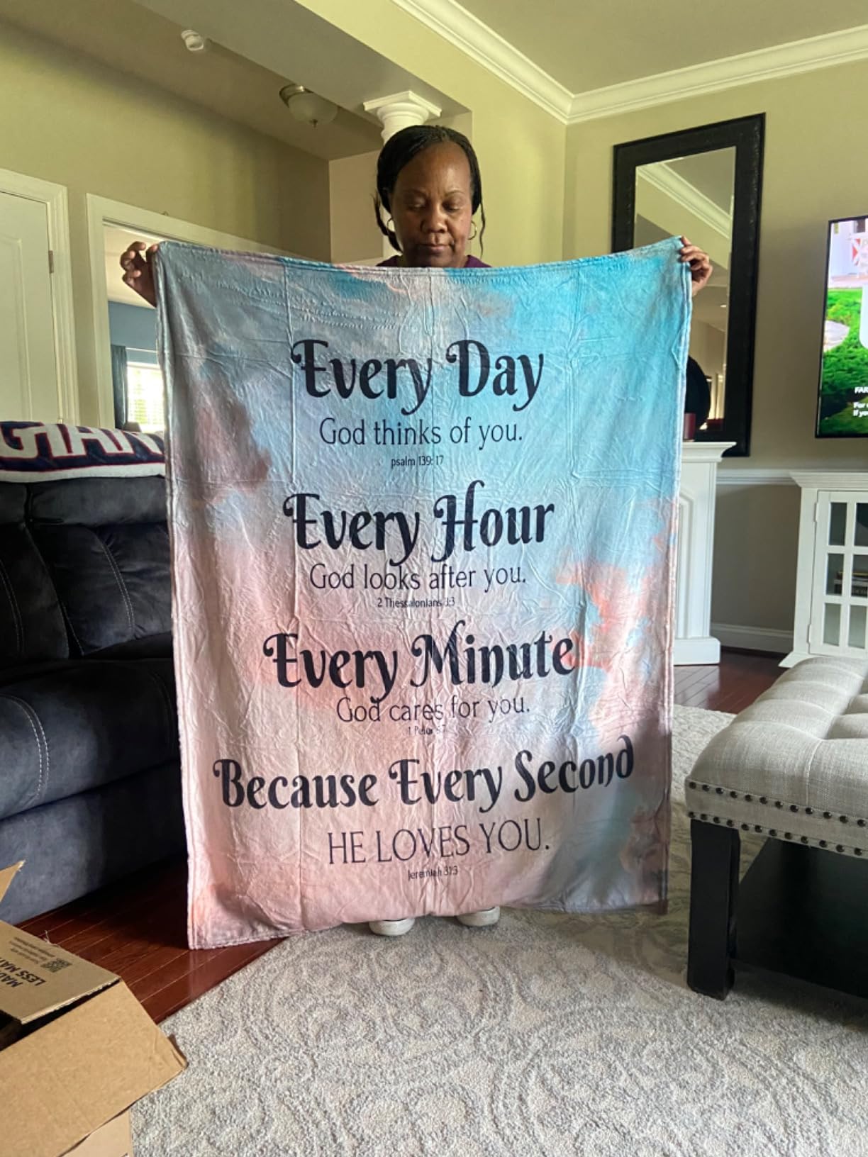 Bible Verse Blanket with Inspirational Thoughts and Prayers- Religious Throw Blanket Soft Lightweight Cozy Plush Warm Blankets for Women Men Gift 40