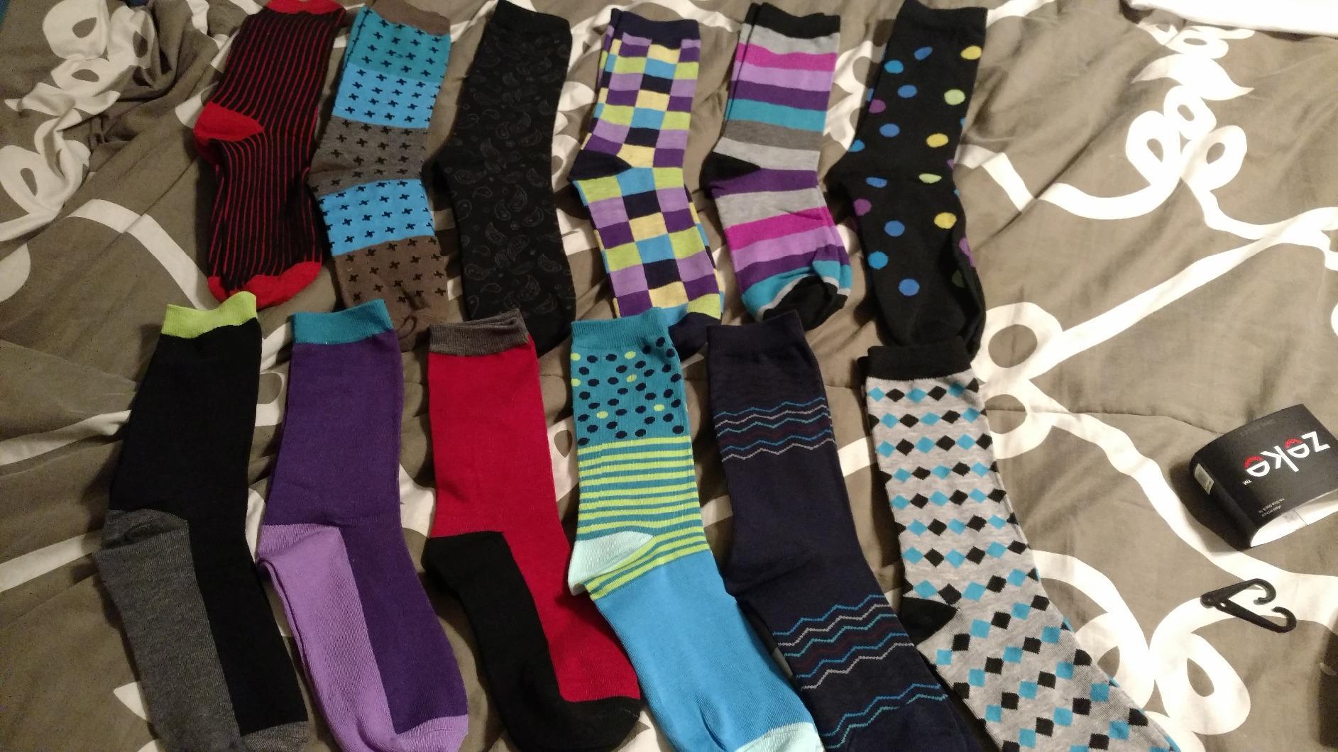 ZEKE Funny Dress Socks for Men - Funky Mens Crazy Socks - Cool Colorful Patterned Fun Socks for Men Customer Review ZEKE Funny Dress Socks for Men - Funky Mens Crazy Socks - Cool Colorful Patterned Fun Socks for Men - Customer Photo 2