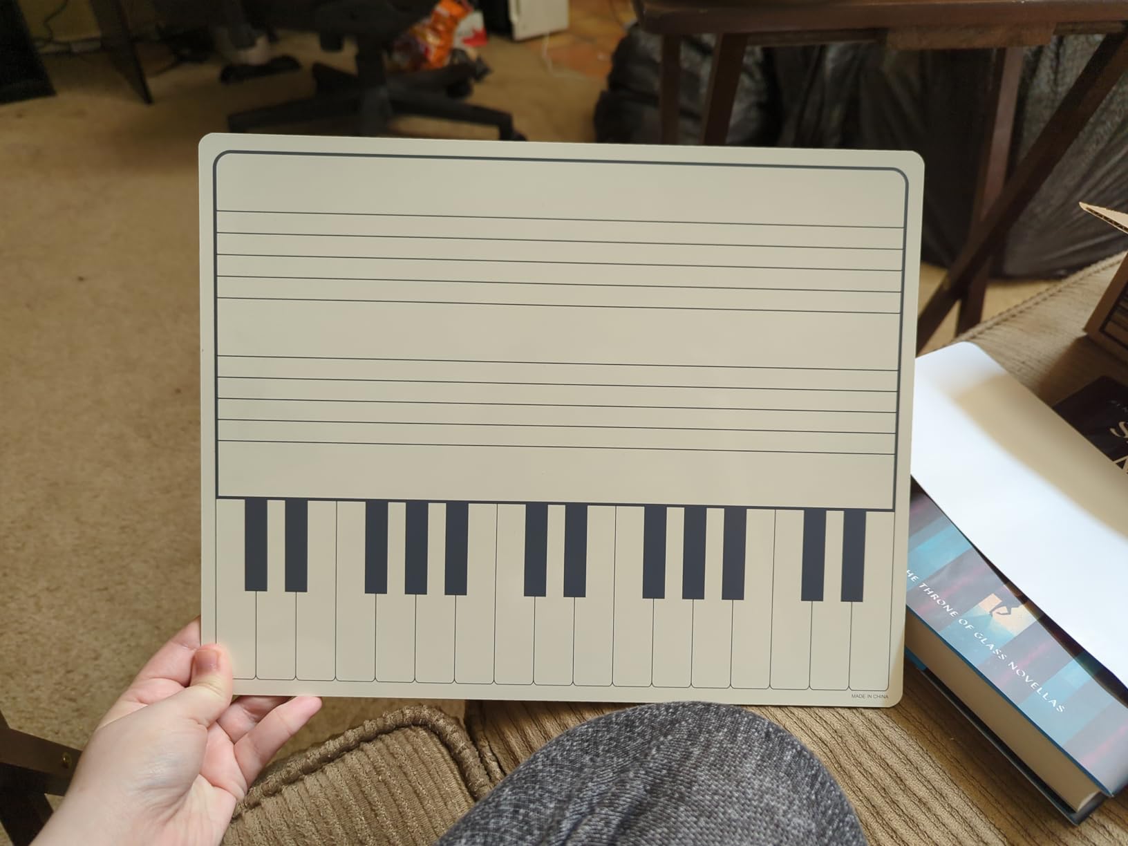 SCRIBBLEDO 11 x 14 Inch Keyboard Practice Dry Erase White Board Lapboard Durable Portable Double Sided Music Whiteboard for Kids Students Musicians Music Class Supplies - Customer Photo 1