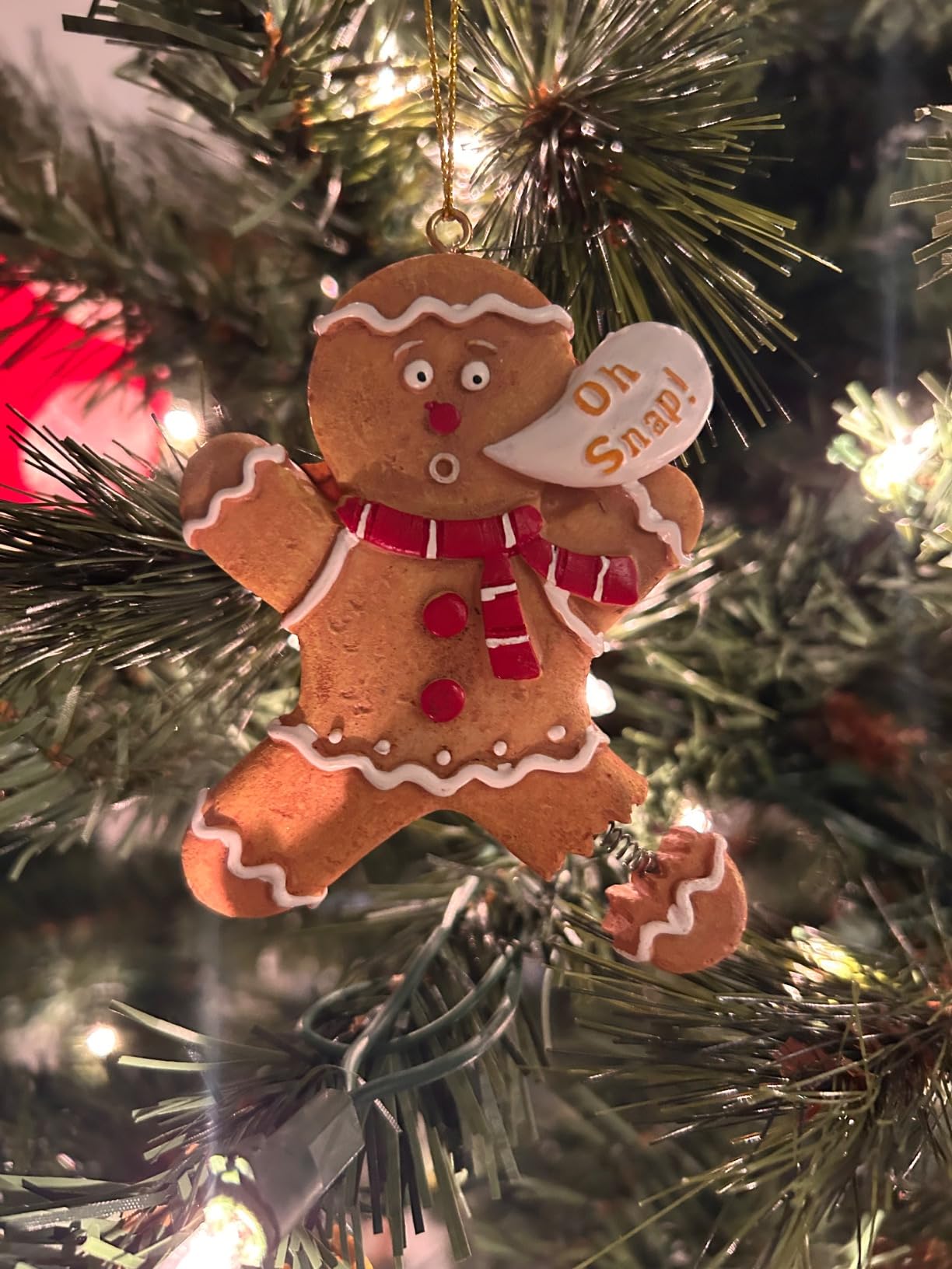 Gingerbread Man Cookie Oh Snap! Broken Leg Funny Christmas Tree Ornament - Customer Photo 1