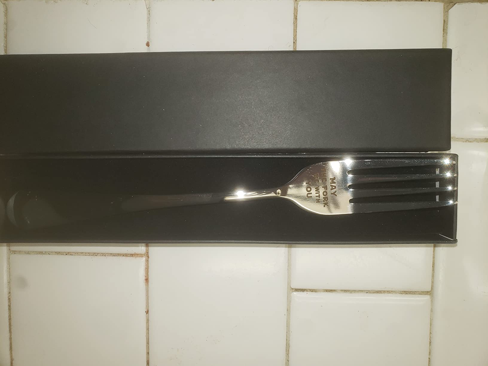 May The Fork Be With You Laser Engraved Stainless Steel Fork with Gift Box Customer Review May The Fork Be With You Laser Engraved Stainless Steel Fork with Gift Box - Customer Photo 2