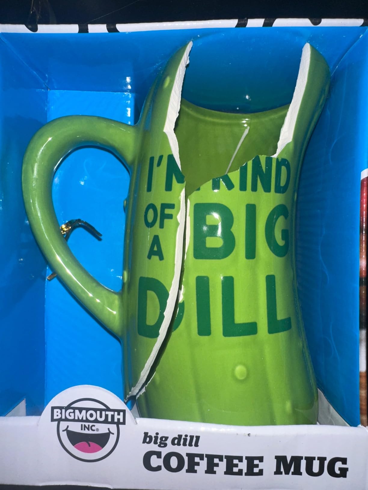 BigMouth Large Green Ceramic Pickle Mug 64oz Funny Coffee Mugs Gag Gift for Adults and Coffee Lovers Unique Gift for Men and Women - Customer Photo 2
