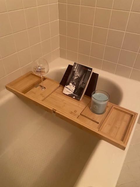 Non-Foldable Bathtub Tray Caddy for Tub, Bamboo Bath Shelf, Premium Wood Bath Table, Expandable Bathtub & Bathroom Accessories, New Home Gifts for Mom, Housewarming, Anniversary - Customer Photo 3
