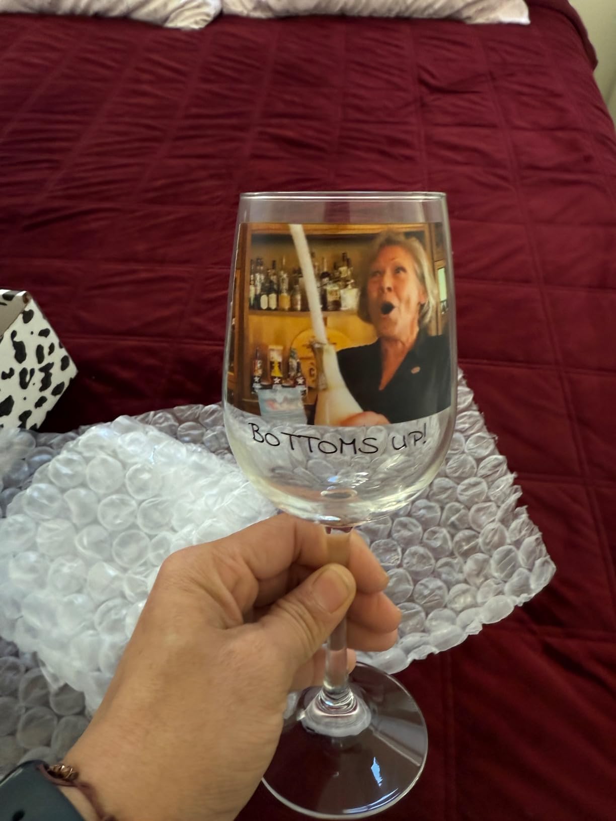 Personalized Mothers Day Printed 16oz Stemmed Photo Wine Glass, Custom Mom Wine Gifts for Women, Customized Mum Picture Gifts for Wine Lover Unique for Mom Sister Best Friend - Customer Photo 1