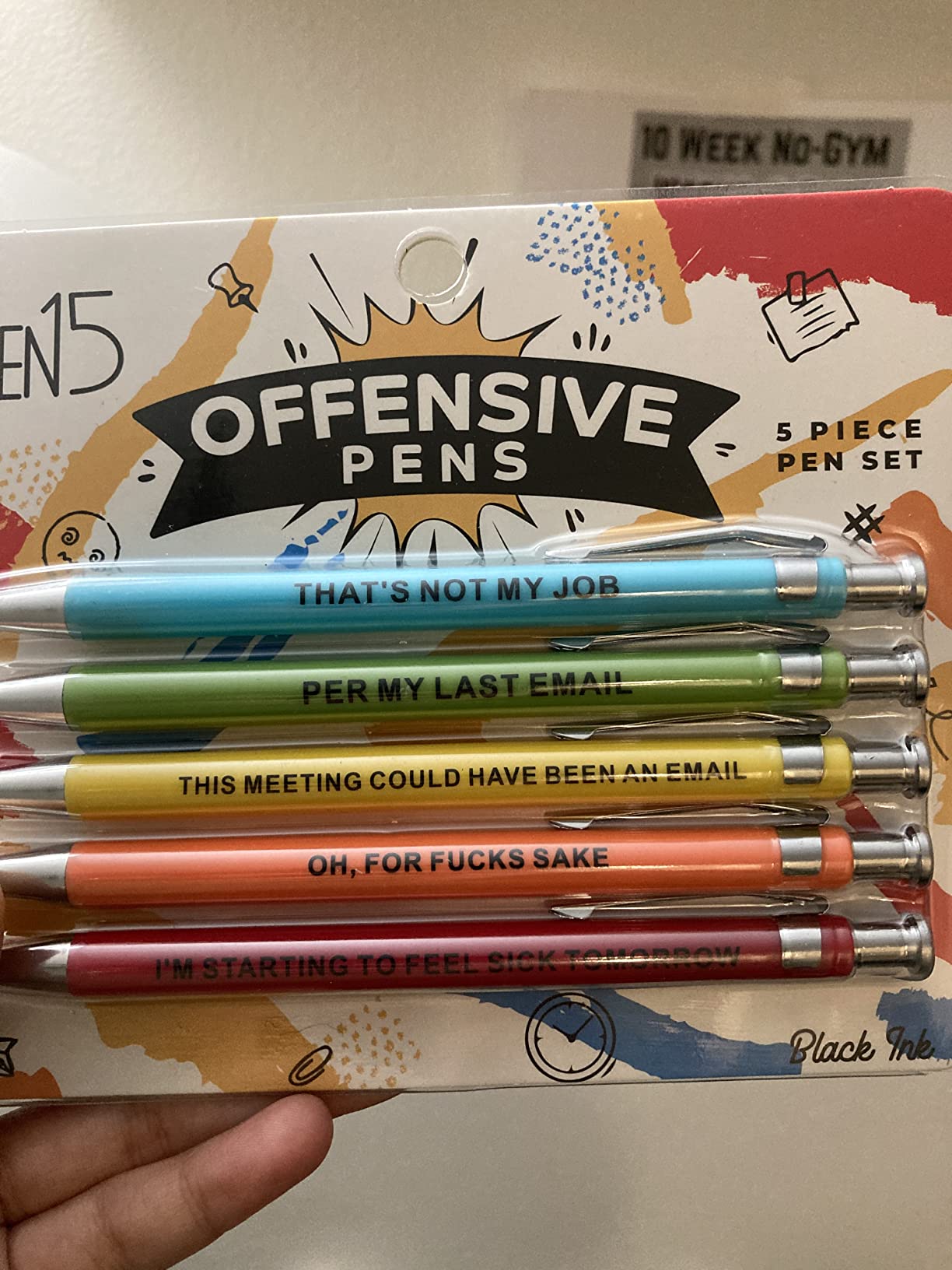 Funny Demotivational Pens 5-Pack Set, Black Ink Ballpoint Pens with Sarcastic Sayings for Adults, Snarky Office Pens, Gag Gifts for Coworkers, White Elephant Gifts, Desk Accessories - Customer Photo 2