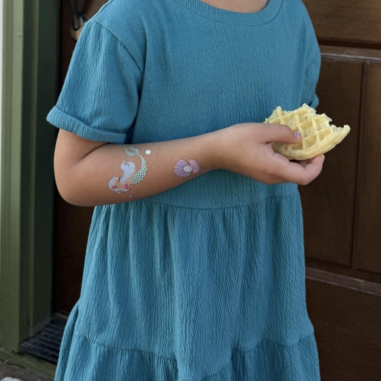 xo, Fetti Under The Sea Mermaid Temporary Tattoos - 56 Iridescent Foil Styles | Kids Birthday Party Supplies, Sea Creatures Favors, Ocean Animal, Underwater Arts and Crafts, Boys + Girls Activity - Customer Photo 1