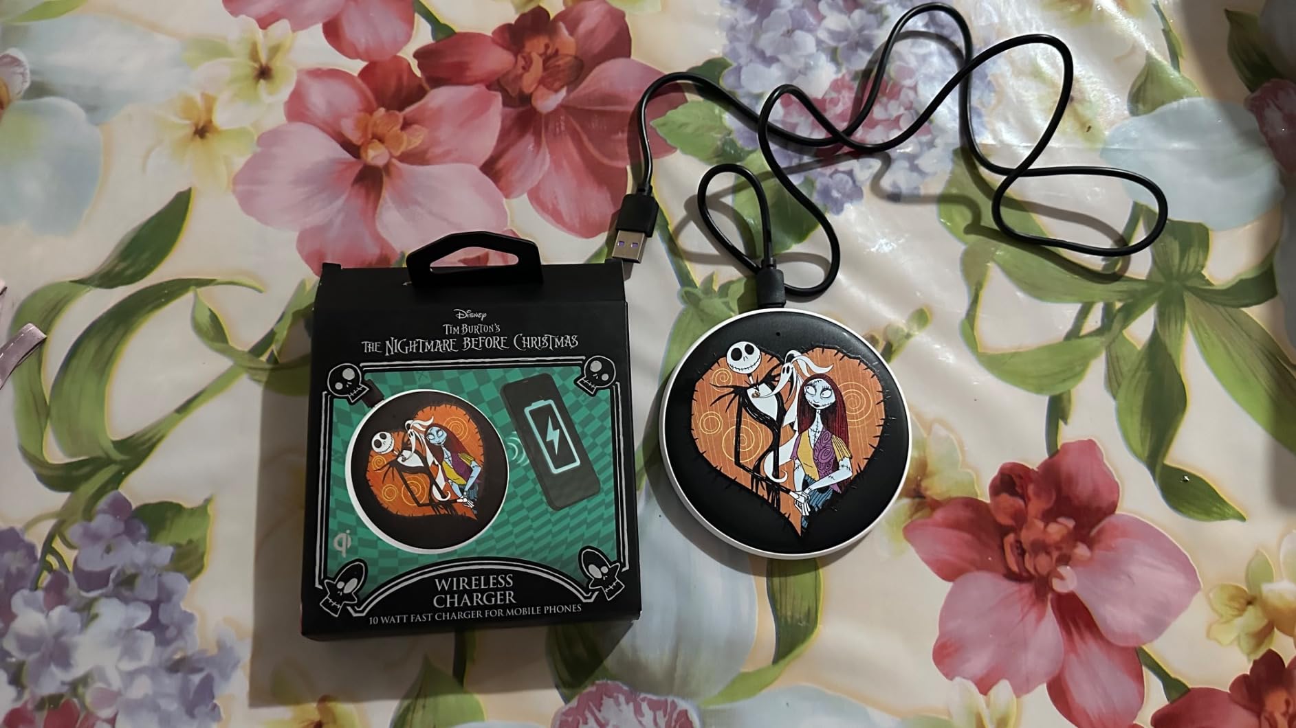 Disney Tim Burton's The Nightmare Before Christmas Wireless Charging Pad - Jack Skellington and Sally Wireless Charger- The Nightmare Before Christmas Fan Gifts for Women and Men - Customer Photo 3