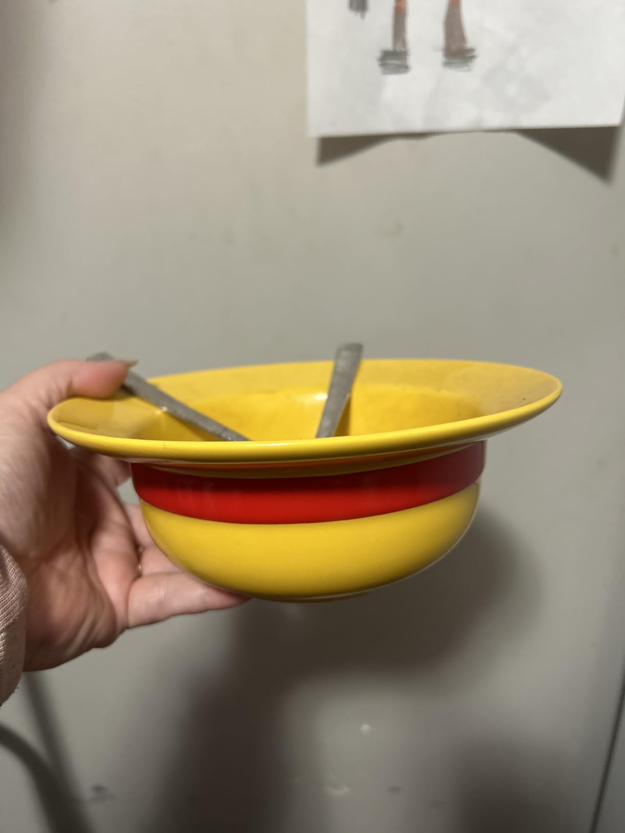 shiningsoul Ceramic Anime Style Straw Hat Ramen Bowl Set, Hammered Stainless Steel Fork & Spoon, Good ideal Gift Anime Merchandise for OP Fans(Captain's Feast Edition) - Customer Photo 1