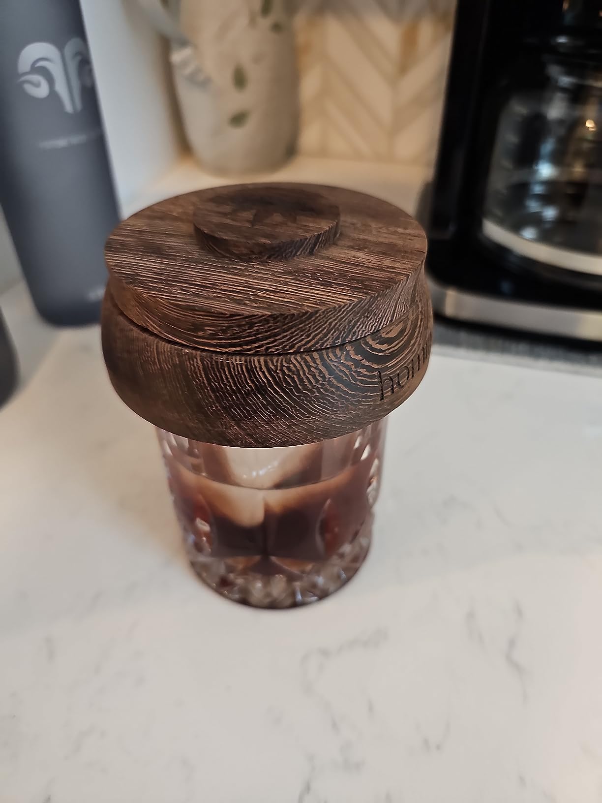 Cocktail Smoker Kit with Wood Chips - Premium Quality Wood - Wooden Bar Smoker for Cocktails - Old Fashioned Cocktails, Whiskey or Bourbon, Drinks - Gift for Men - Customer Photo 1