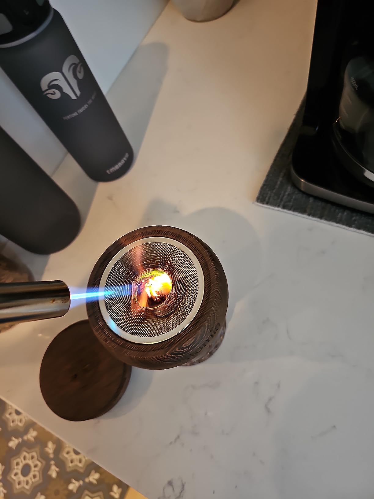 Cocktail Smoker Kit with Wood Chips - Premium Quality Wood - Wooden Bar Smoker for Cocktails - Old Fashioned Cocktails, Whiskey or Bourbon, Drinks - Gift for Men - Customer Photo 2