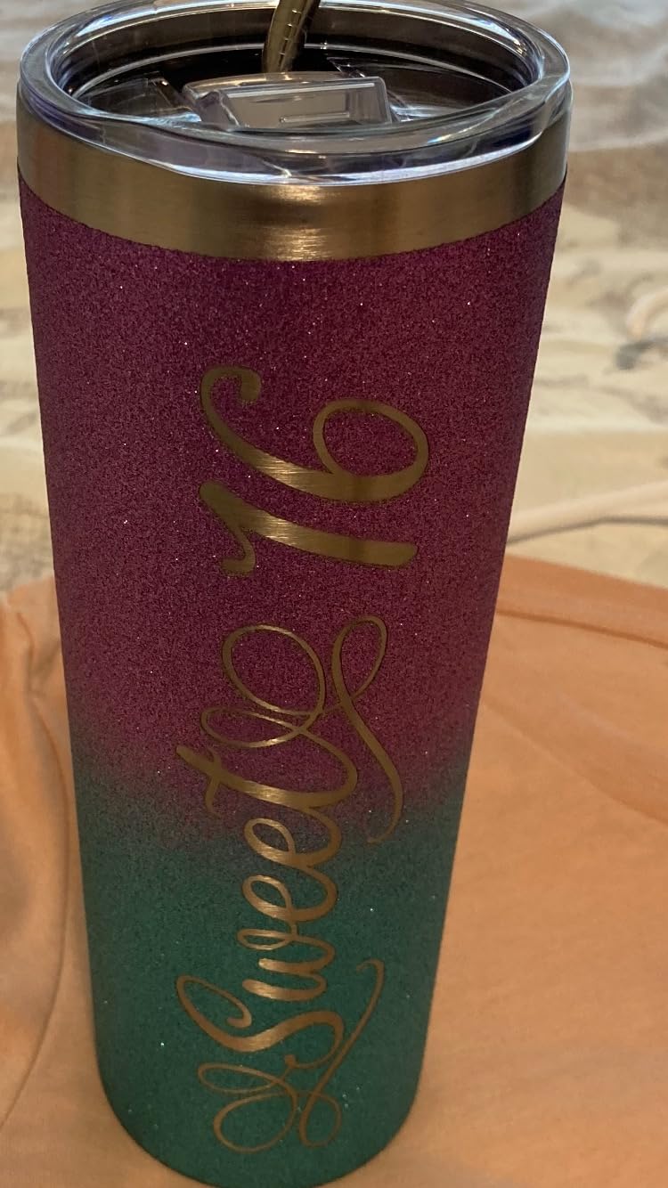 Onebttl Sweet 16 Gifts for Girls, Her, Daughter- Sweet Sixteen - 20oz/590ml Stainless Steel Insulated Glitter Tumbler with Straw, Lid, Message Card - (Purple-Blue Gradient) Customer Review Onebttl Sweet 16 Gifts for Girls, Her, Daughter- Sweet Sixteen - 20oz/590ml Stainless Steel Insulated Glitter Tumbler with Straw, Lid, Message Card - (Purple-Blue Gradient) - Customer Photo 1