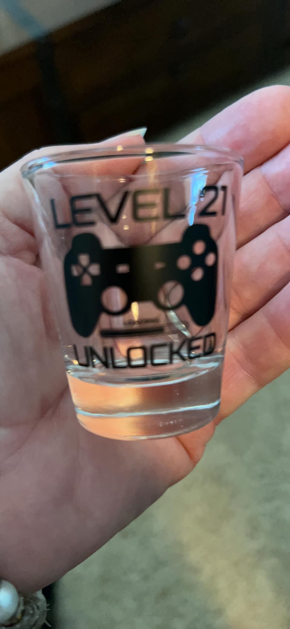Make Em Laugh Level 21 Unlocked Shot Glass – Funny 21st Birthday Shot Glass for Him or Her – Celebrate Turning Twenty-One with Party Supplies and Drinking Gifts for Men and Women - Customer Photo 3