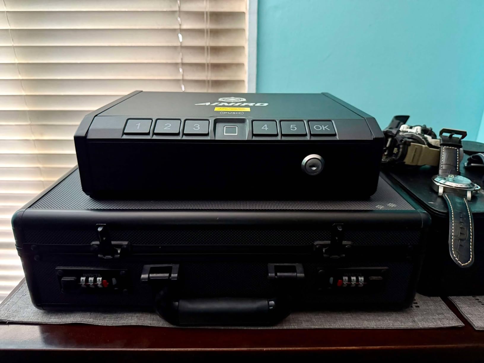 Gun Safe for Pistols - Biometric Gun Safe for Handgun, Quick-Access Gun Lock with Fingerprint Identification or Key Pad, Storage Home Bedside Nightstand Car - Customer Photo 1