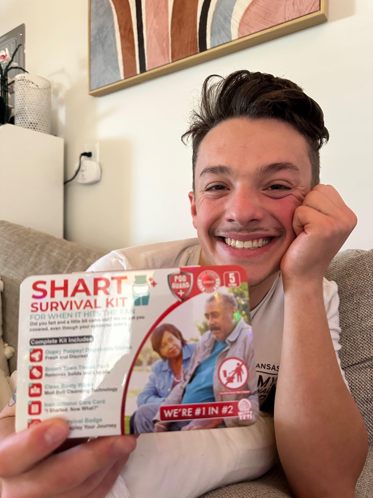 Funny Shart Survival Kit by Witty Yeti. Ultimate Poop Prank Gag Gift Set Contains Wet Wipes, Disposable Underwear, Tissues and Hilarious Badge. Novelty Fart Potty Pack Great for Friends or Family - Customer Photo 1