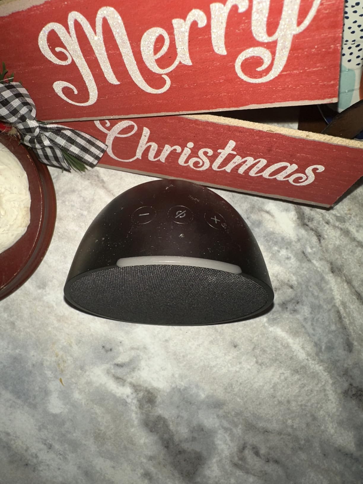 Echo Pop (newest model), Our smallest speaker with Alexa+ Early Access, Fits in any room, Charcoal - Customer Photo 2