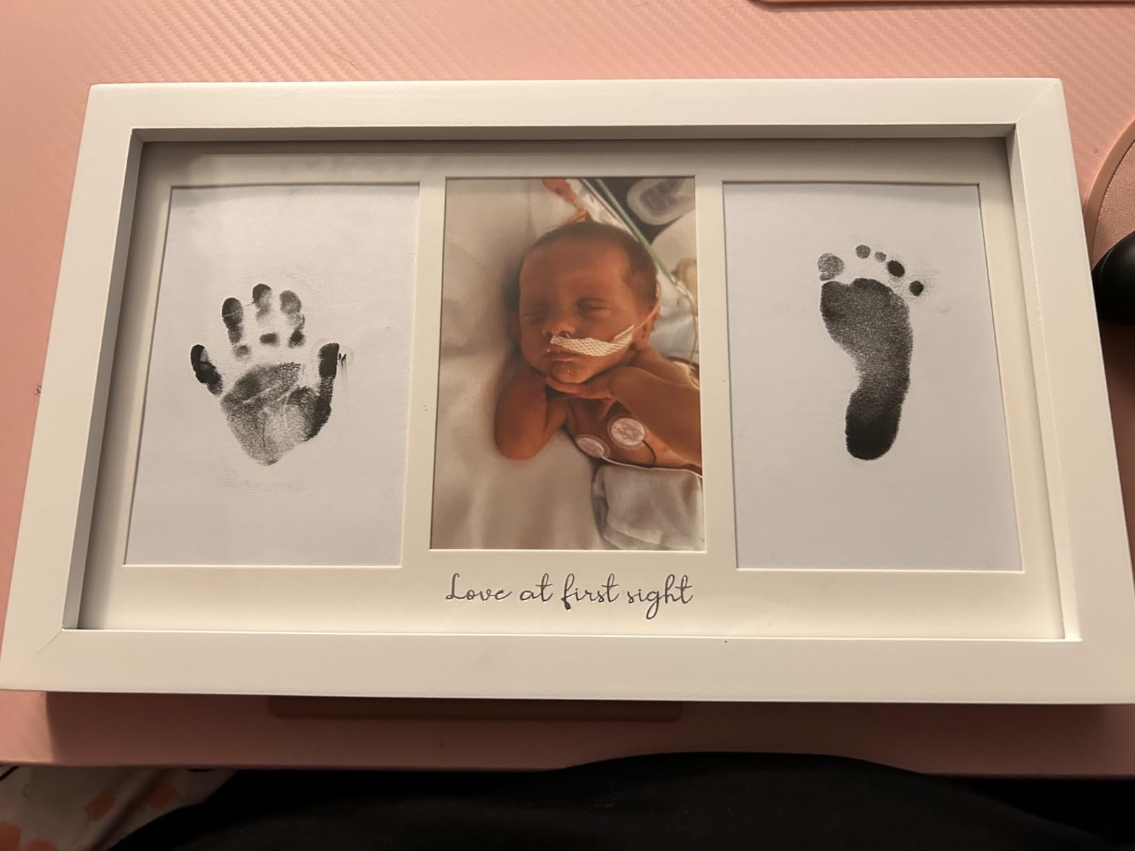 Inkless Hand and Footprint Kit, Boy, Girl, Newborn Keepsake - No Mess Ink Pad for Baby Handprint, Clean Touch Paw Print Kit for Dog Picture Frame,Personalized Baby Christmas Shower Gifts(Alpine White) - Customer Photo 1