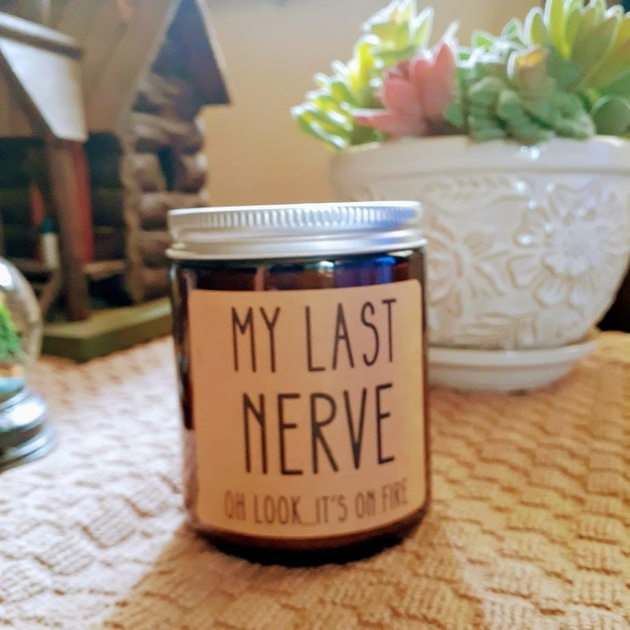 Homsolver Gifts for Women, Funny Friendship Gift for Best Friend - My Last Nerve Lavender Candle - Birthday Christmas Unique White Elephant Stocking Stuffers Gifts for Adults, Women, Her, BFF, Sister - Customer Photo 1