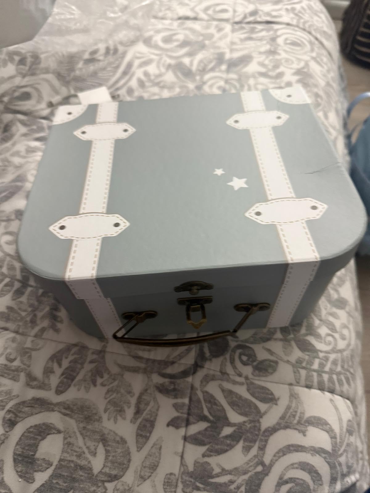 Baby Shower Gifts, Baby Boy Gifts Basket Includes Newborn Blanket Baby Lovey Security Blanket Wooden Rattle Toy, Funny Baby Bibs Socks & Greeting Card - Baby Gift Set Newborn Shower Basket - Customer Photo 2