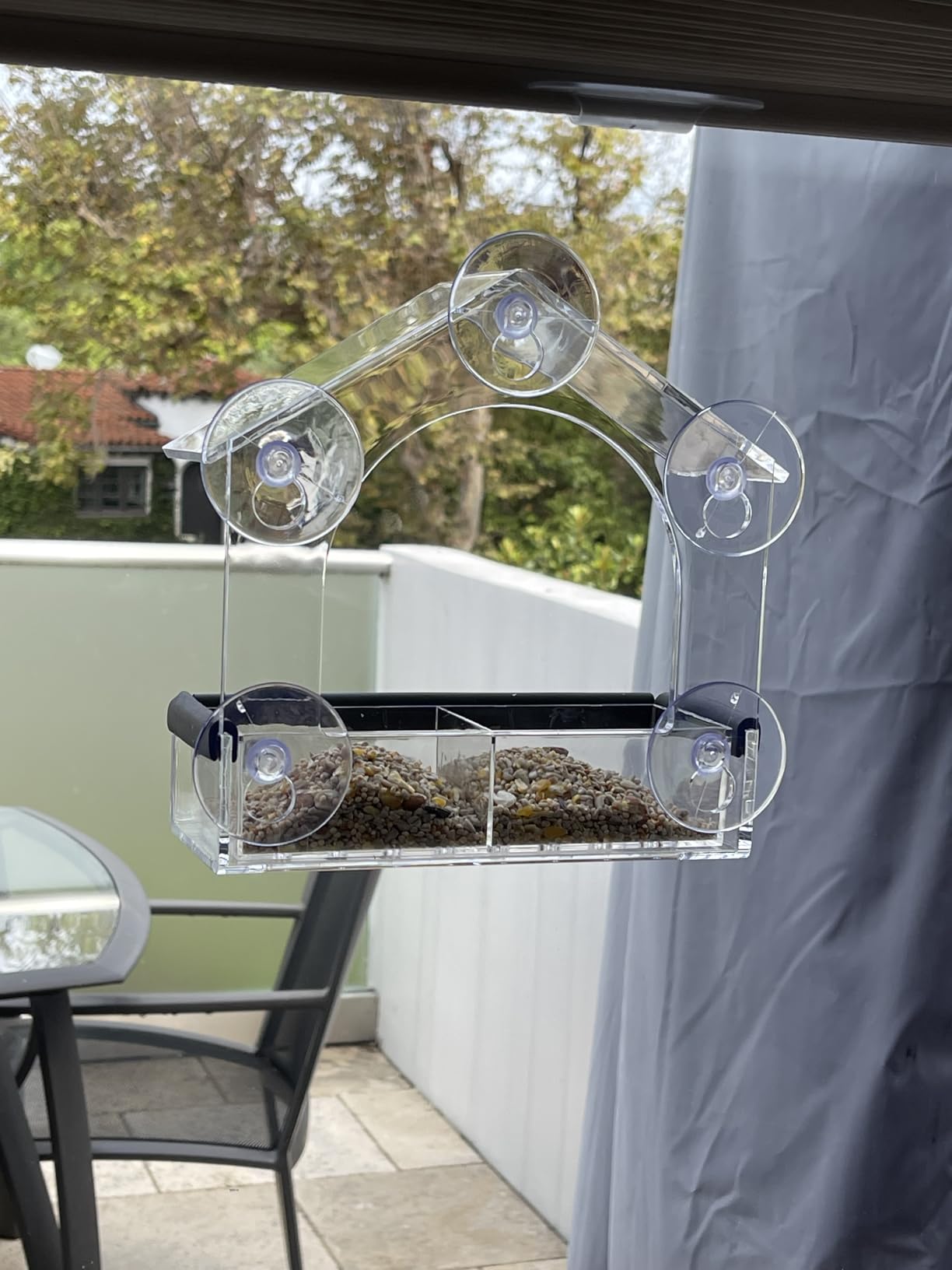 Clear Window Bird Feeder with 5 Extra Strong Suction Cups, DY-SKTY Sturdy and Durable Acrylic Birdfeeders for Viewing Wild Birds Outside, as a Bird Watching Gift, Outdoor Birdhouse Box, Garden Decor - Customer Photo 2