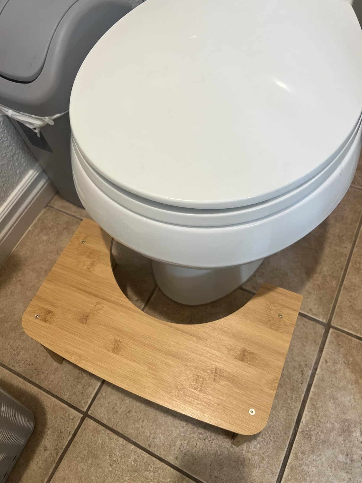 Bamboo Toilet Stool Squat Adult, 6.5 Inch Squatting Potty for Bathroom, Dual Anti-Slip Potty Step Stool for Pooping - Customer Photo 2