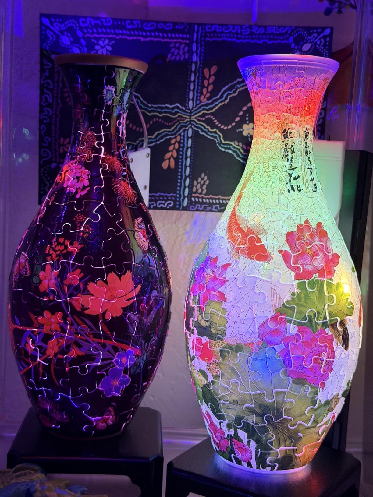 Pintoo 3D Puzzle Vase Unique Flower Vase Made by 160 Curved Plastic Puzzle Pieces House Warming Gift for Flower Arrangements and Home Decoration - [S1035] (Translucent, Flowers and Birds) - Customer Photo 2