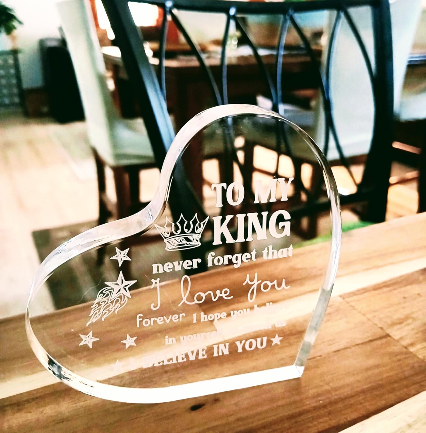 Gifts for Boyfriend, I Love You Gifts for Him, Men's Anniversary Heart Shaped Acrylic Block - Christmas Birthday Gifts for Him Boyfriend Husband, Valentines Day Gifts - Customer Photo 1