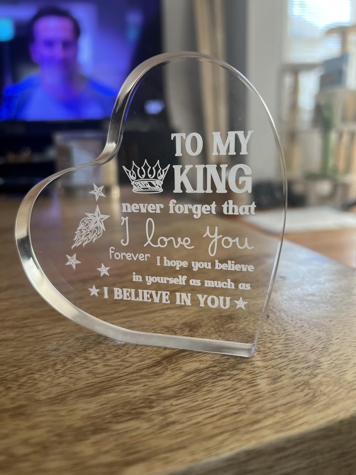 Gifts for Boyfriend, I Love You Gifts for Him, Men's Anniversary Heart Shaped Acrylic Block - Christmas Birthday Gifts for Him Boyfriend Husband, Valentines Day Gifts - Customer Photo 2