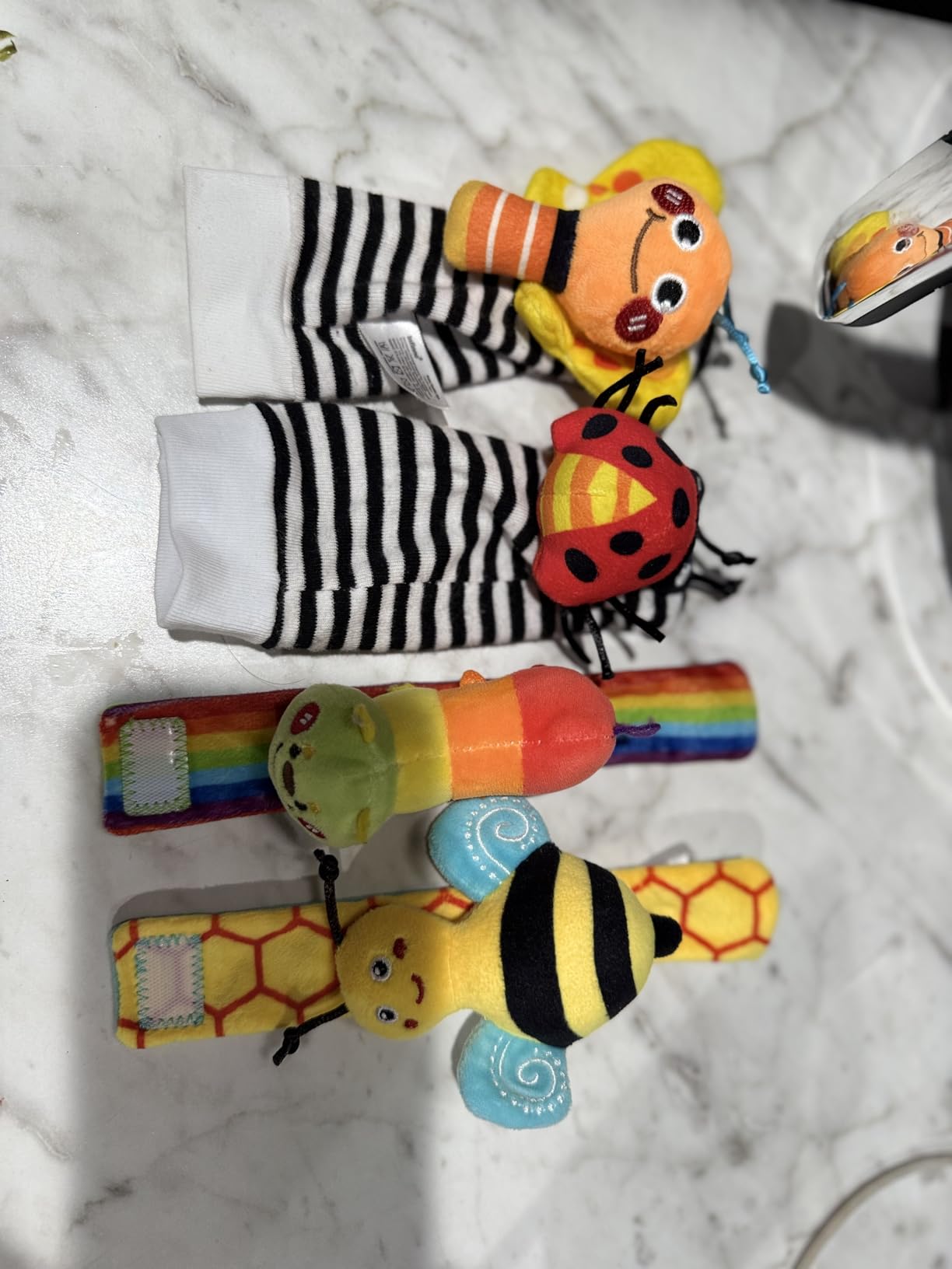 Infinno Baby Wrist Rattle Socks and Foot Finder Set, Perfect Baby Toys for 0-12 Months Newborn Boys and Girls As Shower Gifts, Garden Bug Series - Customer Photo 2