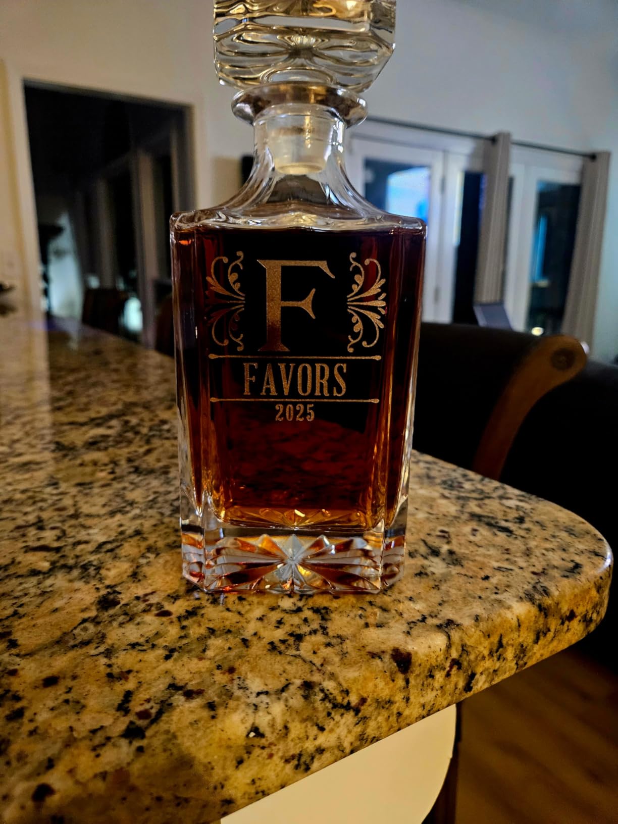 Personalized Whiskey Decanter Set - 5 Design Options - Custom Liquor 25 oz, 750ml Liquor Decanter w/Whiskey Glass Set Options, Birthday & Retirement Gifts for Men - Customer Photo 2