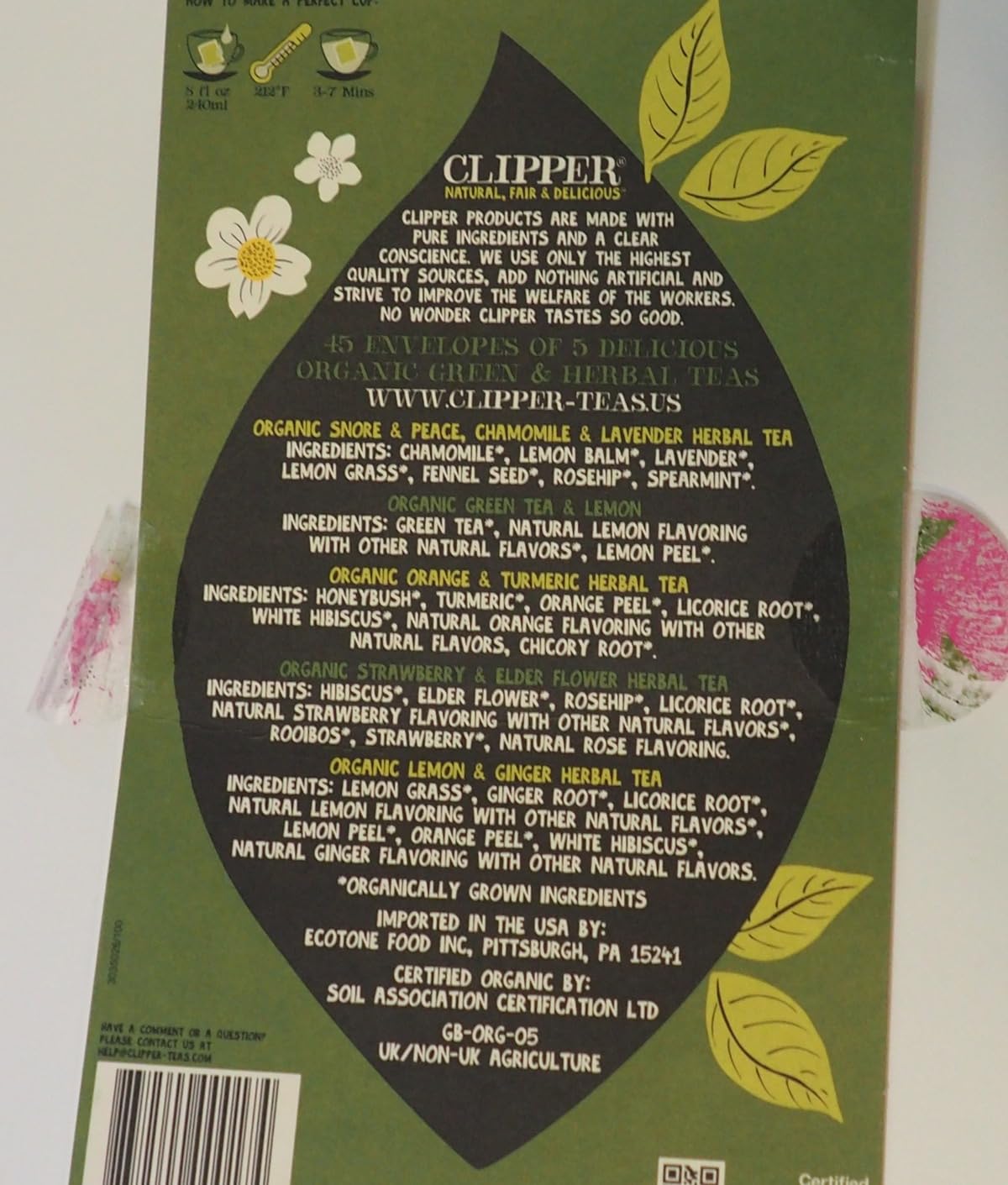 Clipper Tea: Organic Herbal & Green Tea Set, Gift Box – Tea Selection & Sampler with 5 Flavors Including Lemon, Ginger, and Bedtime Teas – Assorted Tea Bags in Colorful Tea Box, 45 Unbleached Tea Bags - Customer Photo 2