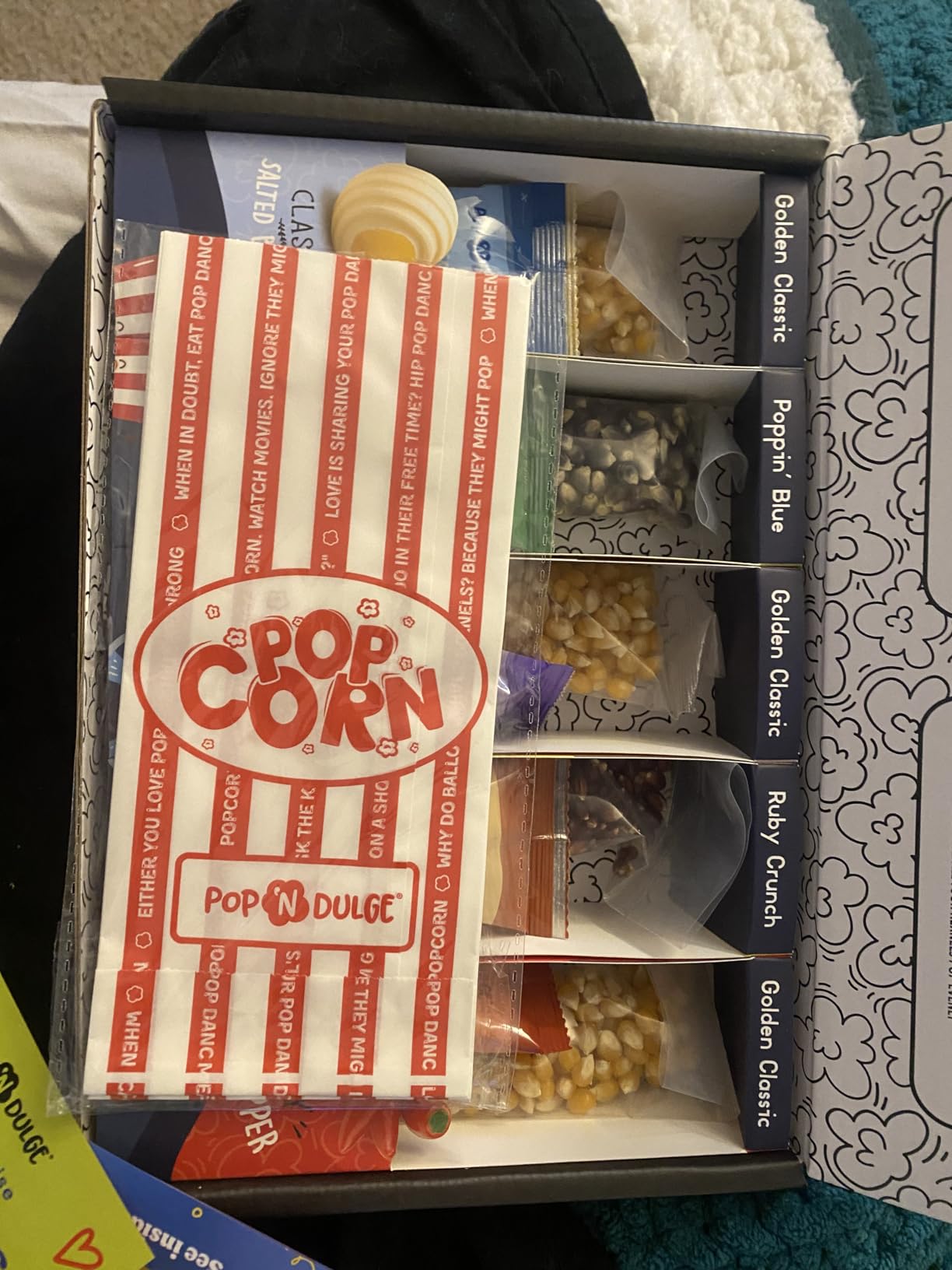 Pop n' Dulge Popcorn Movie Night Supplies 16 pcs Gift Set, 5 Gourmet Popcorn Kernels, 5 Seasoning Variety Packs Non-GMO Kosher Snacks, Great Housewarming Family Date Night Gifts Basket Ideas For Him Her - Customer Photo 2