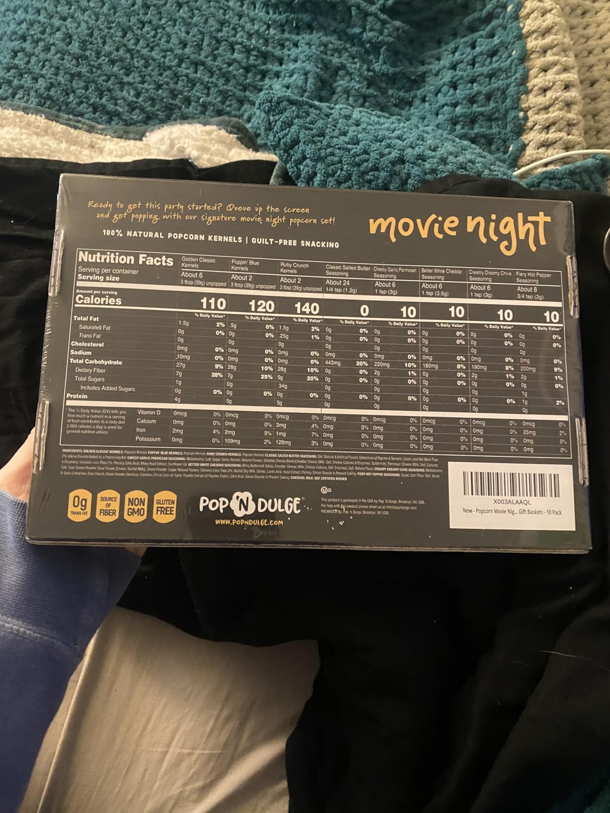 Pop n' Dulge Popcorn Movie Night Supplies 16 pcs Gift Set, 5 Gourmet Popcorn Kernels, 5 Seasoning Variety Packs Non-GMO Kosher Snacks, Great Housewarming Family Date Night Gifts Basket Ideas For Him Her Customer Review Pop n' Dulge Popcorn Movie Night Supplies 16 pcs Gift Set, 5 Gourmet Popcorn Kernels, 5 Seasoning Variety Packs Non-GMO Kosher Snacks, Great Housewarming Family Date Night Gifts Basket Ideas For Him Her - Customer Photo 2