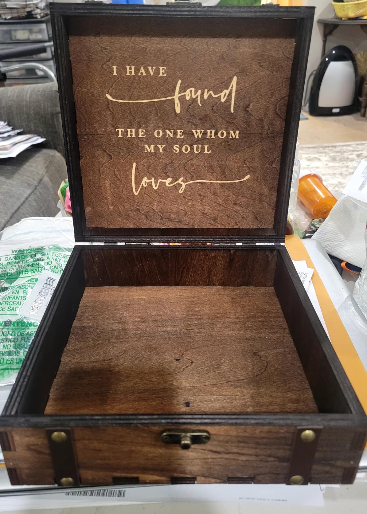 AW BRIDAL Mr and Mrs Wedding Keepsake Box for Couples, Wooden Memory Boxes with Lids, Bridal Shower Gifts for Bride - Customer Photo 2