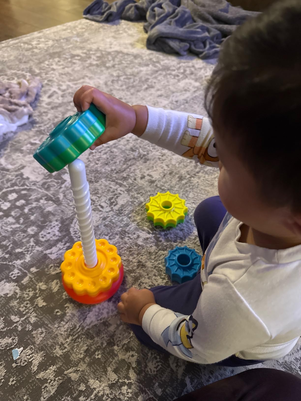 Baby Spinning Stacking Toys for Toddlers 1-3, Rainbow Ring Stacker Montessori Toys for Babies 6-12 Months, 1 2 3 One Year Old Girl Boy Christmas Birthday Gifts, Autism Sensory Learning Toy - Customer Photo 1