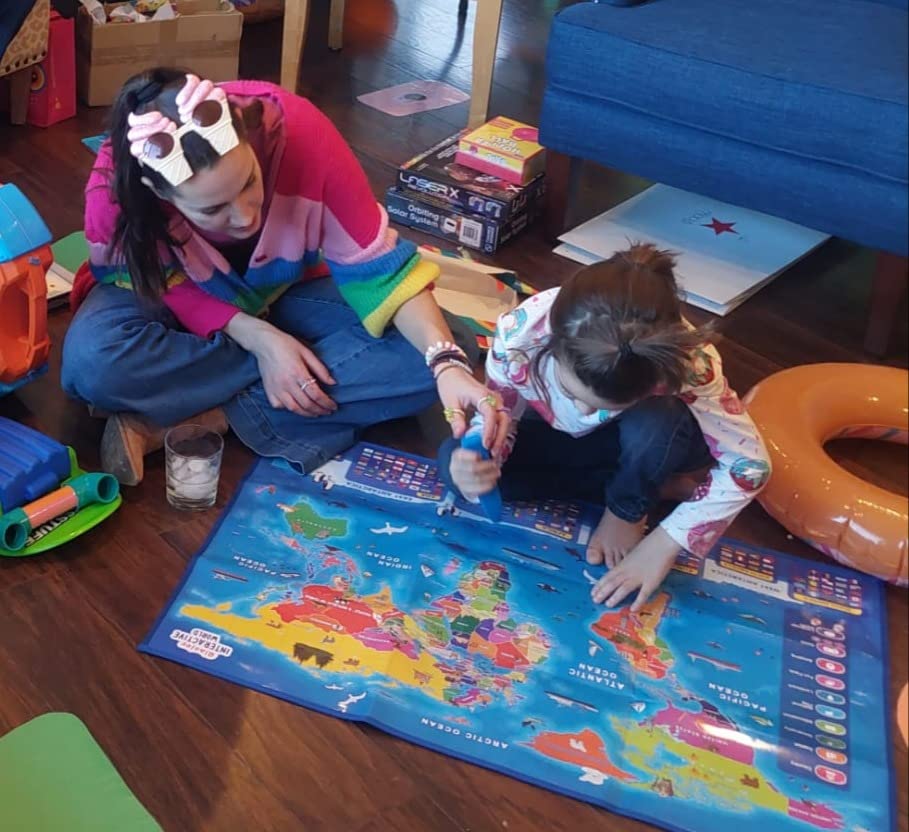 Bilingual Interactive World Map for Kids Learning and Educational Toys, Talking Electronic Kids World Map i-Poster Geography Games Ages 3 to 12 Years Old, Custom Talking Birthday Gifts Card - Customer Photo 1